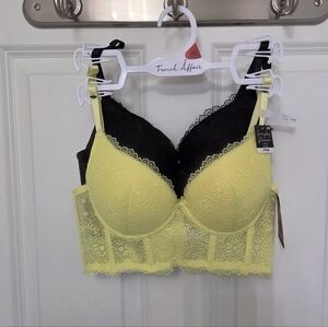 French affair Womens  push up bra Yellow  and Black 34B